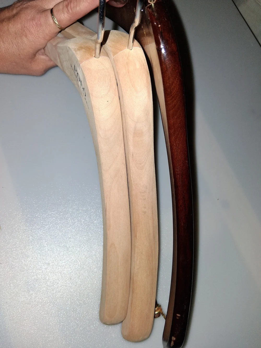 Ralph Lauren Wooden Hangers in Dark Brown & Natural Wood LOT OF 3